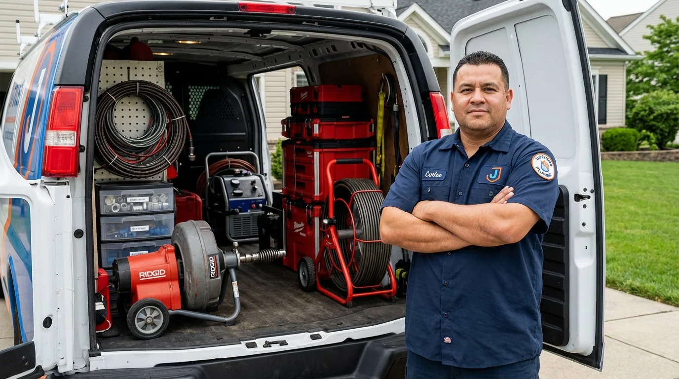 Professional drain cleaning equipment and Johns Plumbing LLC plumber in Lunenburg